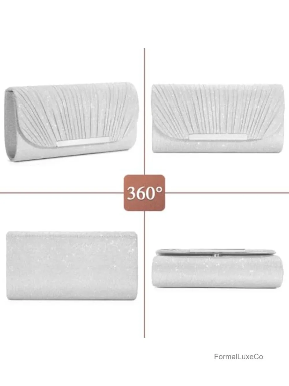 Satin Sequin Clutch Evening Bag with Detachable Strap